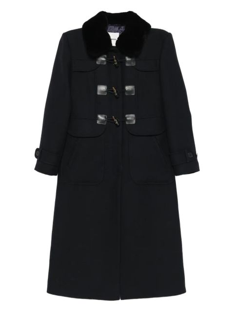 SANDRO toggle-fastening faux-fur collar coat - Black - zdjęcie produktu nr 1