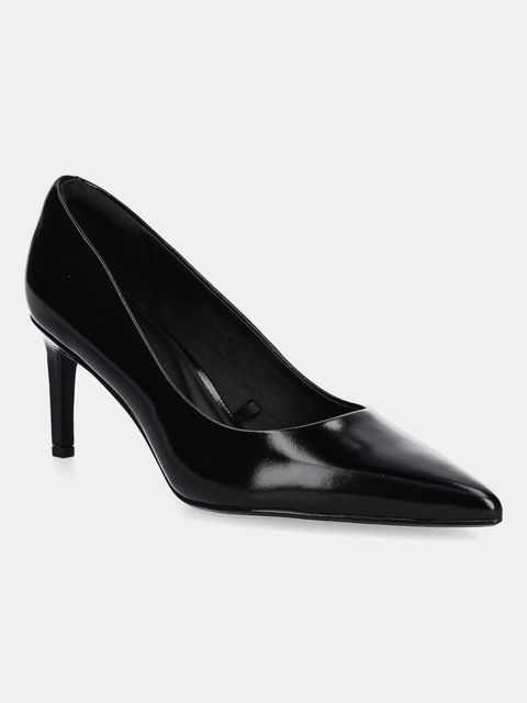 Calvin Klein szpilki skórzane ESS STILETTO 70 SHINY LTH kolor czarny HW0HW02828 - zdjęcie produktu nr 1