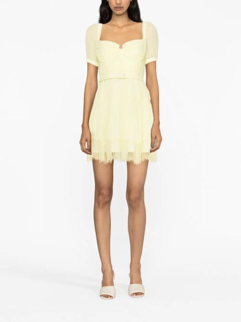 Self-Portrait chiffon lace-detail minidress - Yellow - zdjęcie produktu nr 2