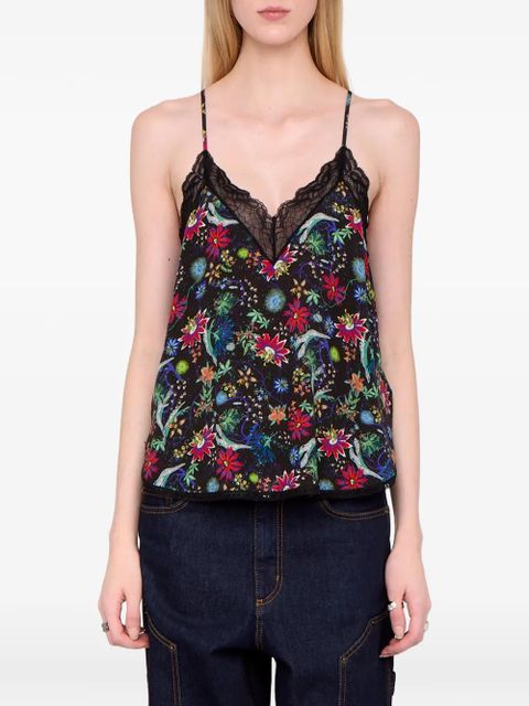 Zadig&Voltaire Christy lace floral top - Black