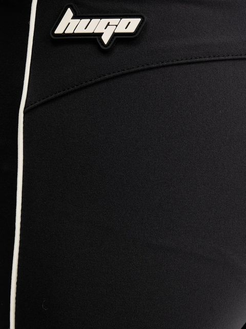 Hugo Blue spodnie damskie kolor czarny szerokie high waist 50542169