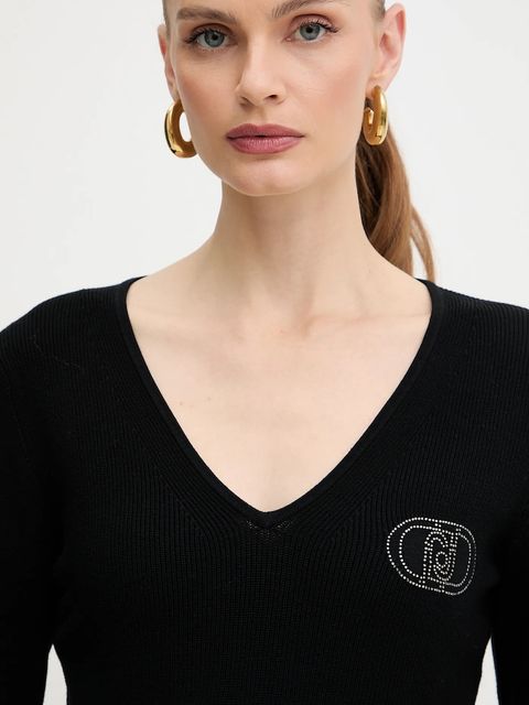 Liu Jo sukienka kolor czarny mini dopasowana TF5253.MS63L