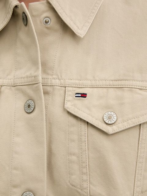 Tommy Jeans kurtka jeansowa kolor beżowy przejściowa oversize DW0DW21431