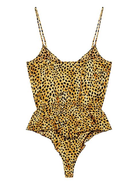 Versace leopard-print ruffled bodysuit - Yellow - zdjęcie produktu nr 2