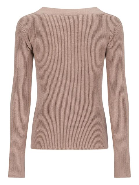 Max Mara ribbed V-neck cardigan - Neutrals - zdjęcie produktu nr 2