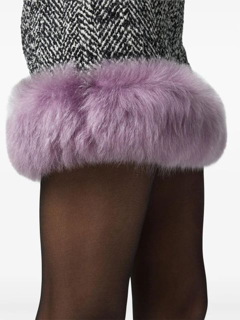 Versace shearling-trim chevron mini skirt - Black