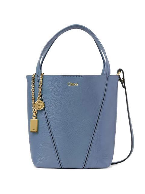 Chloé small Spin leather tote bag - Blue - zdjęcie produktu nr 1