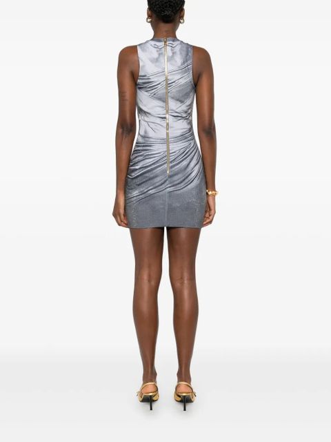 Balmain trompe l'oeil-print mini dress - Grey