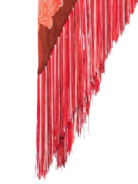 ETRO printed fringed scarf - Red - zdjęcie produktu nr 2