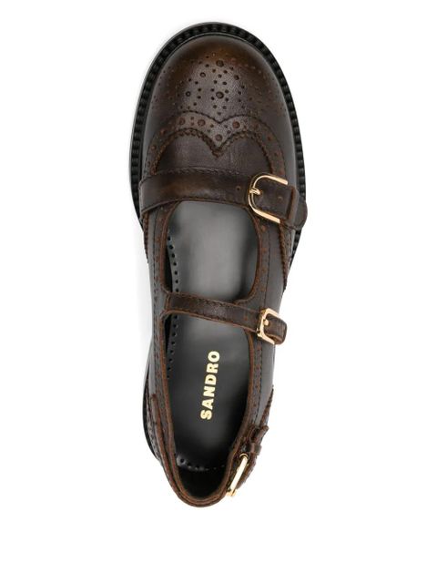 SANDRO brogue buckle loafers - Brown