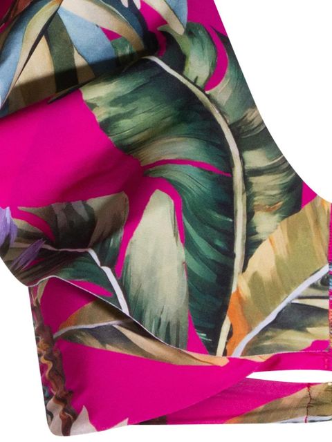 FARM Rio ruffled floral-print bikini top - Pink