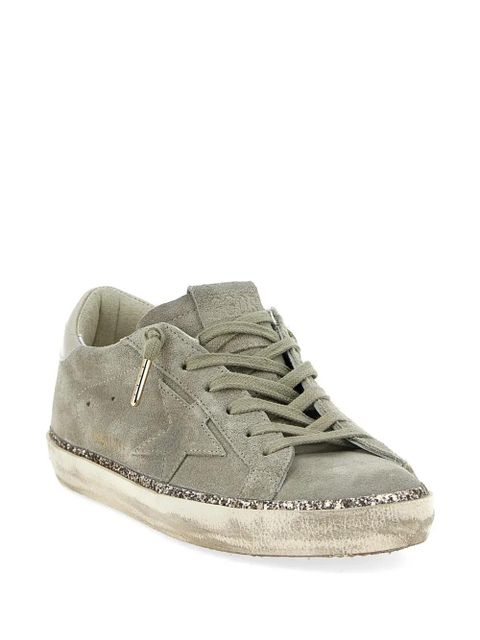 Golden Goose Super-Star glitter-star leather sneakers - Green - zdjęcie produktu nr 2