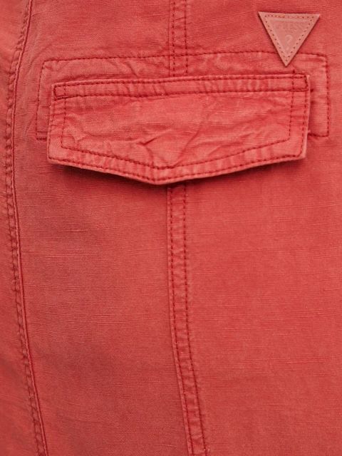 Guess spódnica z domieszką lnu CASEY kolor czerwony midi prosta W5GD1H WG8N0