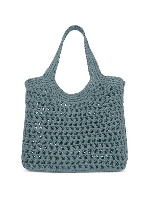 Tod's crochet-knit logo-patch tote bag - Blue