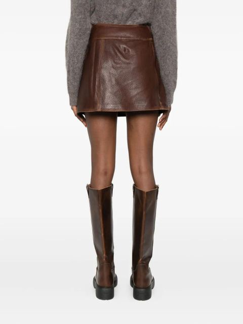 Simkhai buckled faux-leather mini skirt - Brown