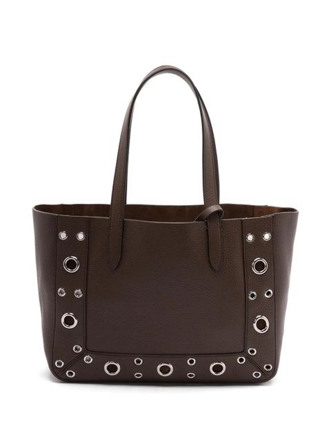 Valentino Garavani metallic-eyelet leather tote bag - Brown