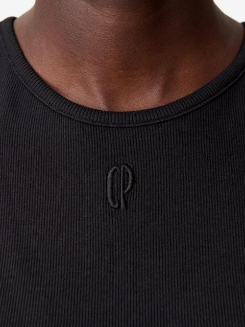 Claudie Pierlot embroidered-logo ribbed tank top - Black