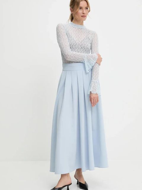 Answear.LAB spódnica kolor niebieski maxi rozkloszowana