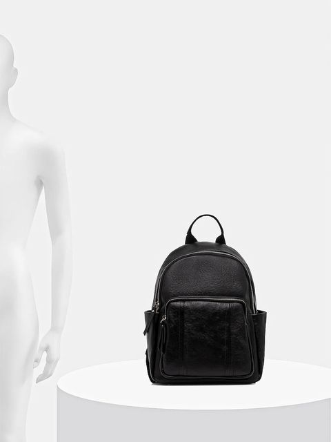 Answear.LAB plecak skórzany damski kolor czarny mały gładki