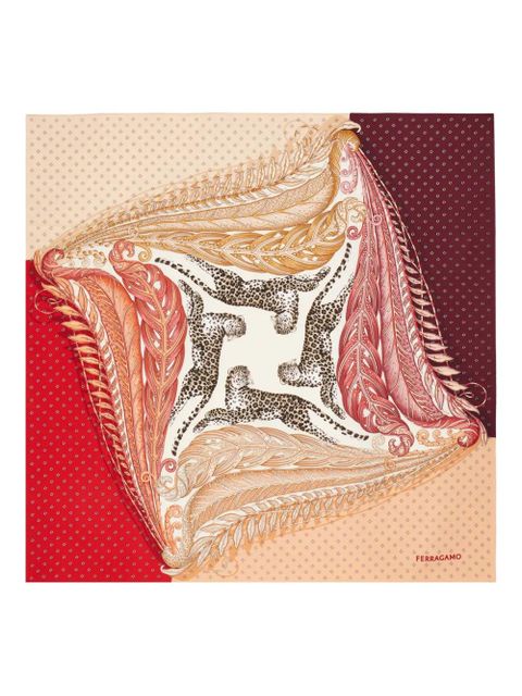 Ferragamo Madras-print silk foulard - Red - zdjęcie produktu nr 1