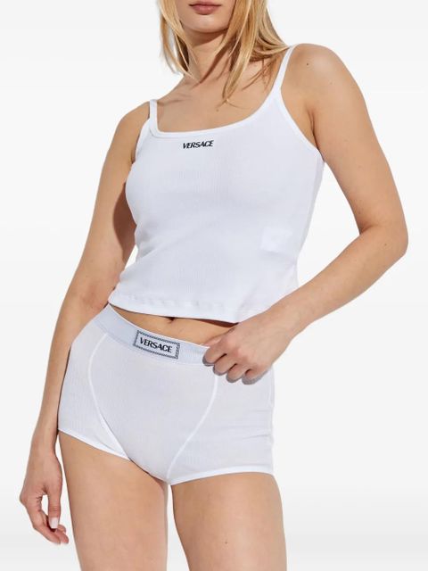 Versace logo-embroidered ribbed top - 1W000 WHITE - zdjęcie produktu nr 1