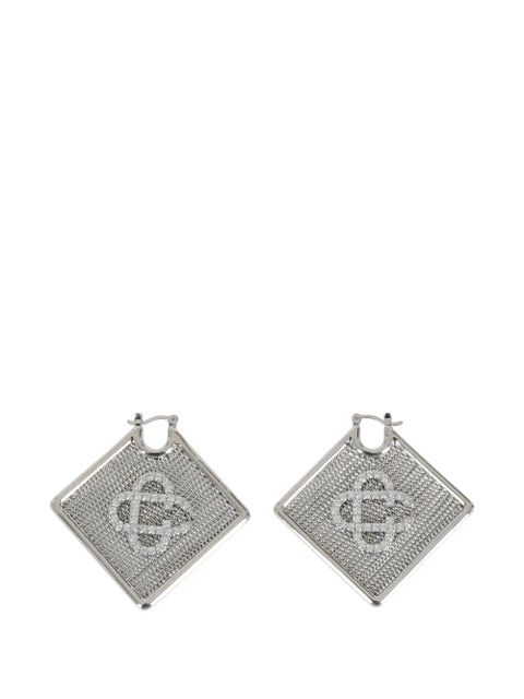 Casablanca mesh-texture crystal-logo earrings - Silver - zdjęcie produktu nr 1