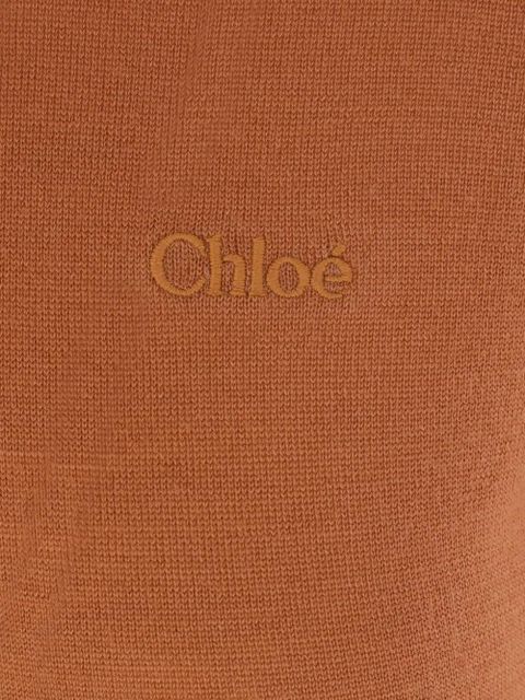 Chloé logo-embroidered crew-neck top - Brown - zdjęcie produktu nr 2