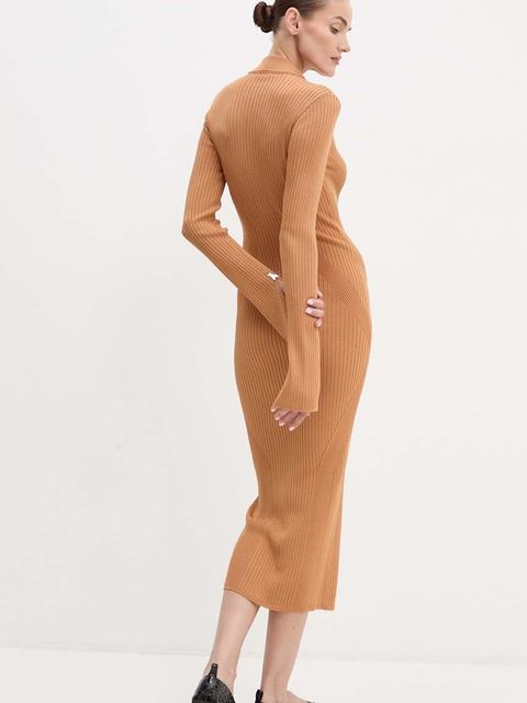 Patrizia Pepe sukienka kolor brązowy maxi dopasowana 8A1339 K9J5