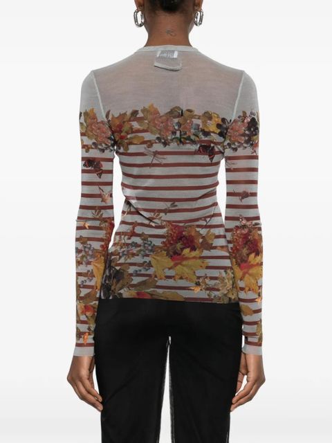 Jean Paul Gaultier striped-print T-shirt - Blue