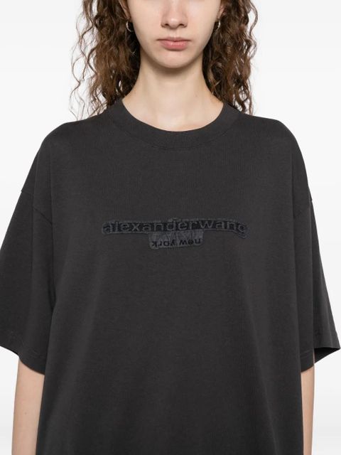 Alexander Wang logo-embroidered T-shirt - Grey
