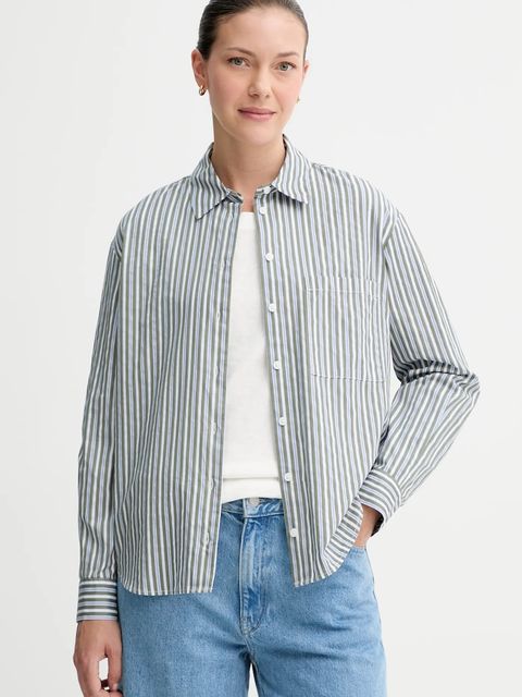 Marc O'Polo koszula bawełniana damska kolor zielony regular z kołnierzykiem klasycznym 5000007028 - zdjęcie produktu nr 1