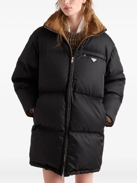 Prada triangle-logo down coat - Black