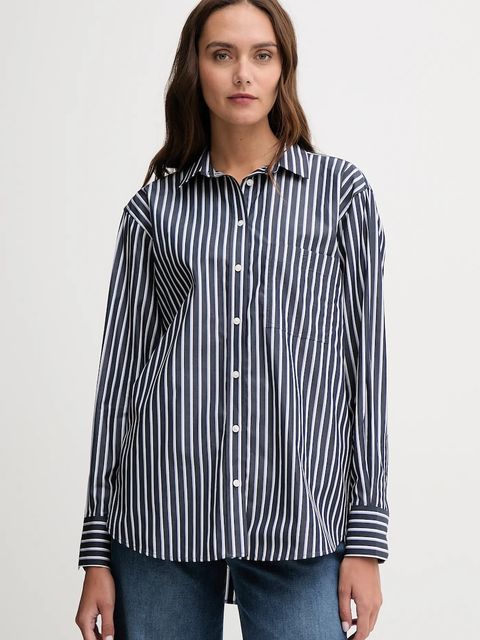 Lacoste koszula bawełniana damska kolor granatowy relaxed z kołnierzykiem klasycznym CF0215 - zdjęcie produktu nr 1