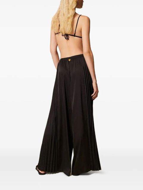 TWINSET pleated wide leg trousers - Black