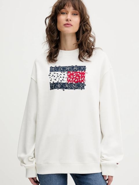 Tommy Jeans bluza bawełniana damska kolor biały wzorzysta DW0DW20933 - zdjęcie produktu nr 1