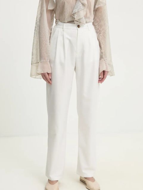 Answear.LAB spodnie damskie kolor biały proste high waist