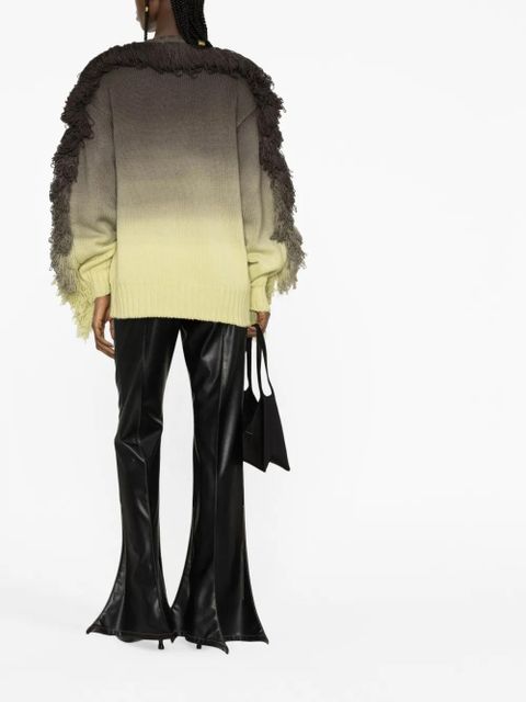 The Attico Rundie fringe-trimmed ombré sweater - Grey