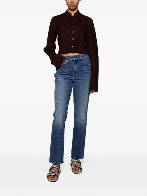 KHAITE Ello button-front long-sleeve jacket - Purple