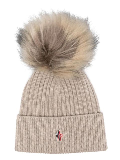 Moncler Grenoble pompom cashmere beanie hat - Neutrals - zdjęcie produktu nr 1