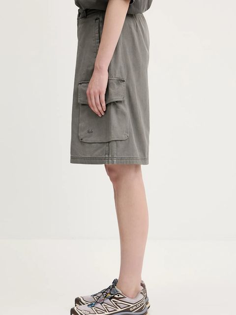 adidas Originals szorty jeansowe Cargo Jorts damskie kolor szary gładkie high waist JD0139