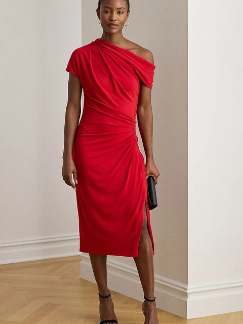 Lauren Ralph Lauren sukienka kolor czerwony midi dopasowana 200980223 - zdjęcie produktu nr 1