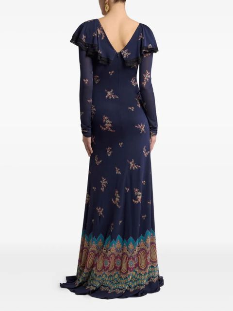 ETRO lace-up paisley-print maxi dress - Blue