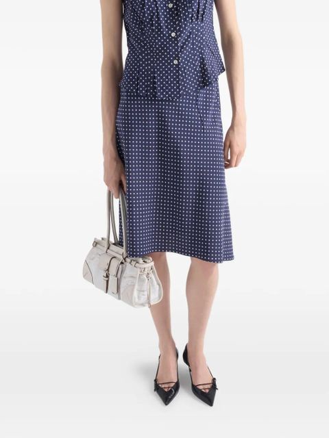 Prada polka-dot marocain skirt - Blue