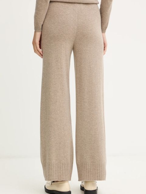 United Colors of Benetton spodnie z dodatkiem wełny damskie kolor brązowy szerokie high waist 102HDF00Z