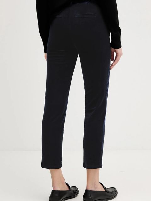 United Colors of Benetton spodnie sztruksowe kolor granatowy fason cygaretki high waist 4MIQDF07W