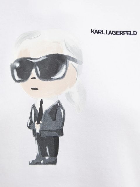 Karl Lagerfeld bluza IKON damska kolor biały z kapturem z nadrukiem A1W20083