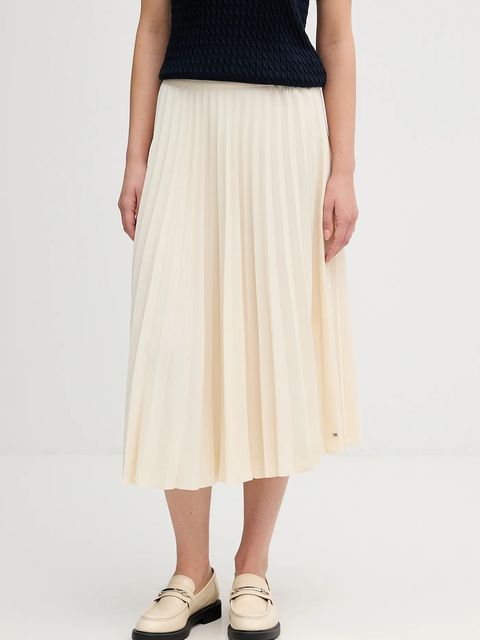 Tommy Hilfiger spódnica kolor beżowy midi rozkloszowana WW0WW48538 - zdjęcie produktu nr 1