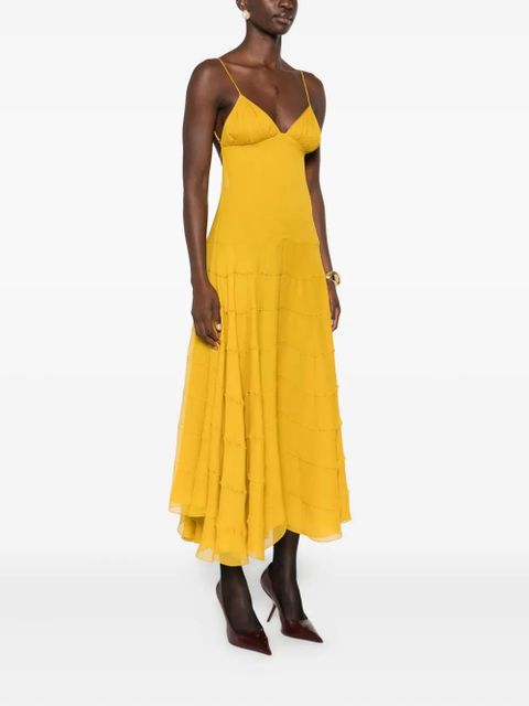Saint Laurent tiered ruffled dress - Yellow