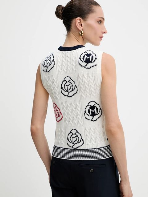 Marella kamizelka z wełną damskie kolor beżowy 2523356054200