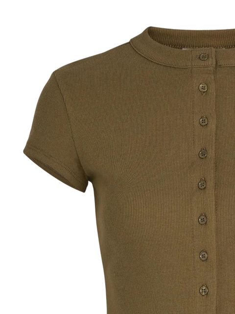 Reformation Raelynn buttoned ribbed top - Green - zdjęcie produktu nr 2
